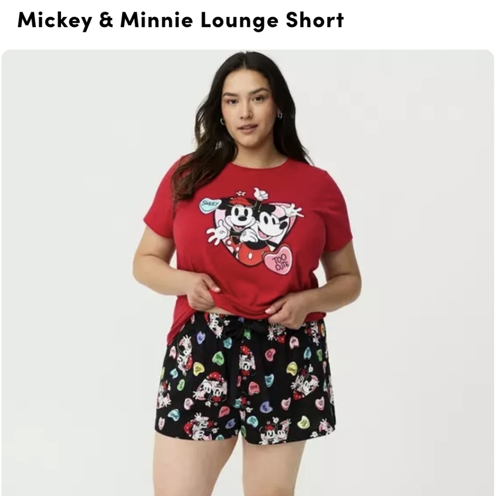 New Torrid Mickey & Minnie Lounge Top  & Short Set 100 % Cotton Size 2x Or 3x